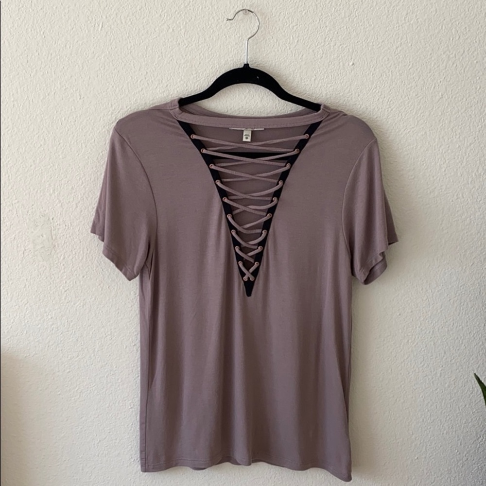 Express mauve lace-up top size XS